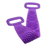 Esponja De Banho Silicone Esticável Lavar Costas Esfregão Cor Roxa