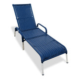 Espreguiçadeira Piscina Reclinável Fibra Sintética Madrid Cor Azul