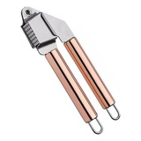 Espremedor De Alho Aço Inox Rose Cobre 18cm Amassador Alho