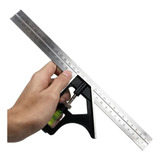 Esquadro Combinado Aço Inox Profissional 30cm Riscador Nível