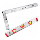 Esquadro De Metal 40cm Mtx Com Nível De Alumínio 3 Bolhas