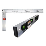 Esquadro De Metal 40cm Mtx Com Nível De Alumínio 3 Bolhas