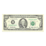 Estados Unidos 100 Dólares 1993 Selo Verde Série B Sob fe