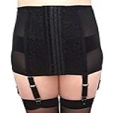 Estanla Espartilho Feminino De Cintura Alta Com Fivela De Metal Removível Lingerie Com 6 Cintas Ligas Preto 3G