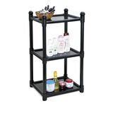 Estante 3 Prateleiras Modular Empilhável Plástico Preta