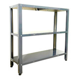 Estante Aço Inox Multiuso L90xp30cm 3 Prateleiras Pratica