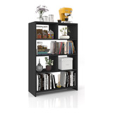Estante Armario Multiuso Livreiro 4 Prateleiras Preto Divisorias Nicho Je Home