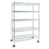 Estante De Aço Aramado Cromado 5 Prateleiras Rack Aramado Com Rodízio Grande 192 Altura X 121 Largura X 45 Profundidade 