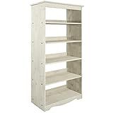 Estante De Madeira Maciça Com 5 Nichos - 175 Alt X 89-5 Larg X 40 Prof - Móveis Para Sala E Quarto- Móvel Para Casa - Acabamento Em Cera- Branco Envelhecido - PENSE DENTRO DA CAIXA