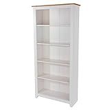 Estante De Madeira Maciça Com 5 Nichos - 177 Alt X 80 Larg X 29-6 Prof - Móveis Para Sala E Quarto- Móvel Para Casa - Acabamento Em Cera E Laca Branca - PENSE DENTRO DA CAIXA