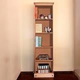 Estante De Madeira Maciça Com 5 Nichos Marrom Antique - 172 Alt X 46 Larg X 20 Prof - Móveis Para Sala E Quarto- Design Campo-Chic - Acabamento Em Cera- Madeira Pinus Elliottis - PENSE DENTRO DA CAIXA