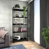 Estante Estilo Industrial Metal E Madeira Organizador Cor Preta Total