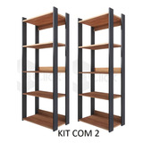 Estante Estilo Industrial Sem Portas De Metal Vazadas Madeir