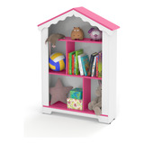 Estante Infantil Casinha Magia Branco E Branco Com Rosa