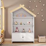 Estante Infantil Casinha Mdf Madeira 2 Portas Casatema Branco Natural