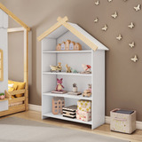 Estante Infantil Com 4 Prateleiras Prime Mdf Laca Casinha