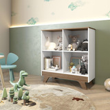Estante Livreiro Infantil 100 mdf Branco Brilho carvalho