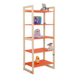Estante Livreiro Organizador Infantil 05 Prateleiras Colore Cor Laranja