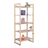 Estante Livreiro Organizador Infantil 05 Prateleiras Colore Cor Rosa claro