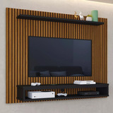 Estante Livro Painel Tv 43 32 42 50 52 Polegadas Sala Quarto Cor Ripado Freijo Preto