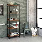 Estante Multiuso 5 Prateleiras 187x60cm Estilo Industrial Compace Kuadra Nogal Est Preta