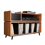 Estante Para Discos De Vinil Toca Discos E Receiver Cinamomo Preto Sem Portas 