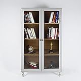 Estante Para Livros Ditália 2 Portas Vidro E 957 Cor Cinza