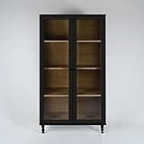 Estante Para Livros Ditália 2 Portas Vidro E 957 Cor Preto