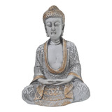 Estátua Buda Hindu Tibetano Tailandês Sidarta Resina 23cm