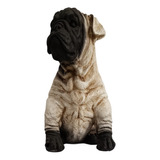 Estatua Cachorro Pug Sentado Gesso Decoração