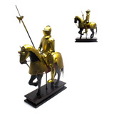 Estatua Cavaleiro Medieval Em Metal 40 Cm Dourado prateado