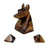 Estátua De Anúbis Com Cristal De Olho De Tigre Das Pirâmides Guardião Egípcio Mitológico