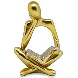 Estátua Decorativa Figura Pensador Enfeite Mesa Sala Rack Escultura Resina Abstrata Moderno Enfeite Decoração Casa Livro D 