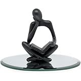 Estátua Decorativa Figura Pensador Enfeite Mesa Sala Rack Escultura Resina Abstrata Moderno Enfeite Decoração Casa Livro Preto D 