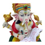 Estatua Deus Hindu Ganesha Colorida Prosperidade