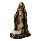 Estátua Deusa Da Lua Wicca Com Porta Velas Em Resina