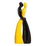 Estatua Estatueta Enfeites Decorativos Casal Estilo Ceramica Cor Preto amarelo