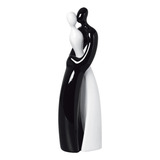 Estatua Estatueta Enfeites Decorativos Casal Estilo Ceramica Cor Preto branco