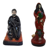 Estátua Exu Capa Preta Umbanda Candomblé Rosa Caveira