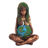 Estátua Gaia Deusa Mãe Terra Natureza Enfeite Resina Cor Bronze
