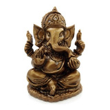 Estatua Ganesha Dourado Decoração Hindu Da
