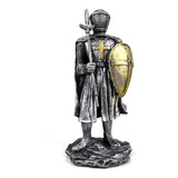 Estatua Guerreiro Medieval Com Lança Escudo