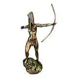 Estátua Imagem Orixá Cabocla Jurema Decoração Resina Cor Dourado
