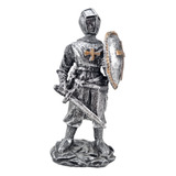 Estátua Medieval Guerreiro Templário Com Espada E Escudo