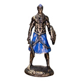 Estátua Orixá Ogum Exclusiva Imagem Decoração Cor Azul Studio Orion