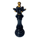 Estátua Para Decoração Luxo Chess Rainha Preta Resina Verito Cor Preto E Dourado