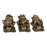 Estatua Trio Ganesha Sabedoria Cego Surdo