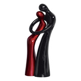Estatueta Casal Abraçado Amoroso Ceramica Decoração Presente Cor Rubi Preto