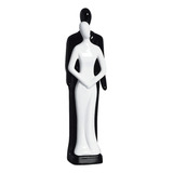 Estatueta Casal Estatua Grande Decoração Para Sala Moderna Cor Preto branco
