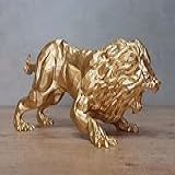 Estatueta Decorativa Leão Posição Ataque